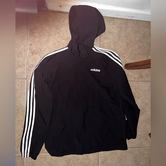 Adidas black windbreaker size medium - Picture 1 of 4